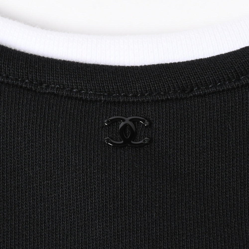 極美品 CHANEL シャネル タンクトップ ノースリーブ P70680V62077 サイズ50 ココマーク ブラック オレンジ ホワイト メンズ 中古 4a008645