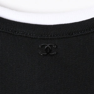 極美品 CHANEL シャネル タンクトップ ノースリーブ P70680V62077 サイズ50 ココマーク ブラック オレンジ ホワイト メンズ 中古 4a008645