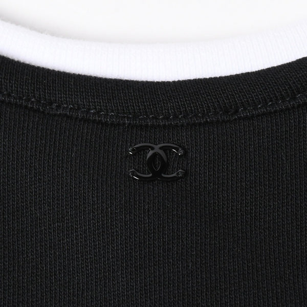 極美品 CHANEL シャネル タンクトップ ノースリーブ P70680V62077 サイズ50 ココマーク ブラック オレンジ ホワイト メンズ 中古 4a008645