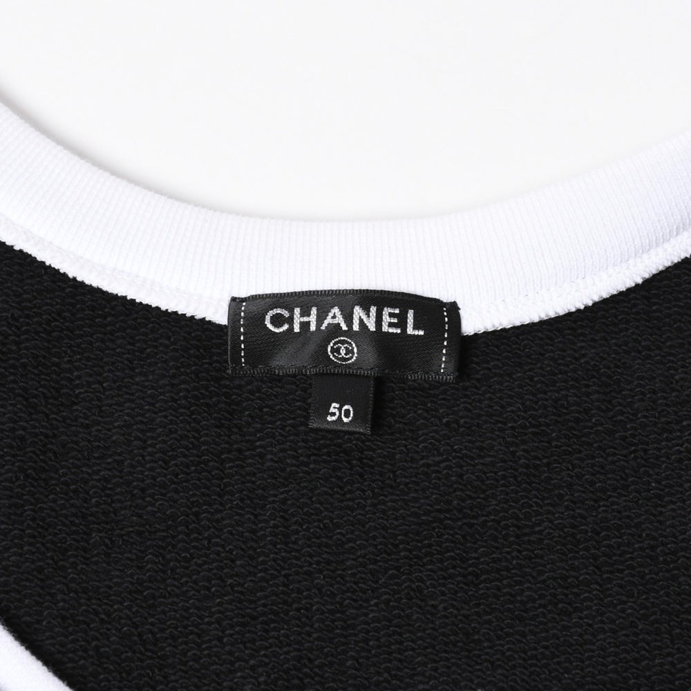 極美品 CHANEL シャネル タンクトップ ノースリーブ P70680V62077 サイズ50 ココマーク ブラック オレンジ ホワイト メンズ 中古 4a008645