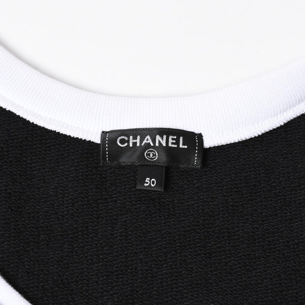 極美品 CHANEL シャネル タンクトップ ノースリーブ P70680V62077 サイズ50 ココマーク ブラック オレンジ ホワイト メンズ 中古 4a008645