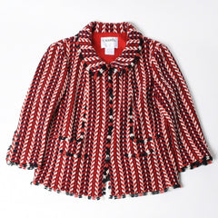 極美品 CHANEL シャネル ツイードジャケット P24616V15123 サイズ50 ココマーク メンズ レッド ネイビー ホワイト 中古 4a008714