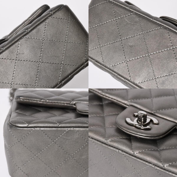 極美品 CHANEL シャネル マトラッセ 20 Sフラップ Sチェーンショルダーバッグ ランダム番台 ココマーク ラムスキン シルバー 中古 4a008590