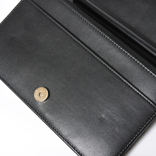 Very Good Condition CHANEL Chevron Chain Wallet 28th Series Coco Mark Shiny Lambskin Black Used 4a008408