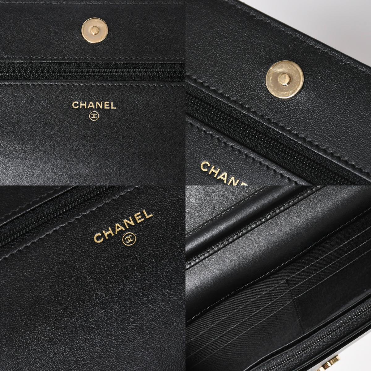 極美品 CHANEL シャネル シェブロン チェーンウォレット 28番台 ココ