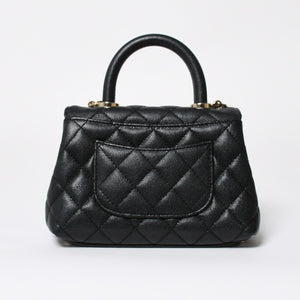 極美品 CHANEL シャネル トップハンドル 2WAYバッグ ランダム番台 ココマーク キャビアスキン ブラック ゴールド金具 中古 4a008331