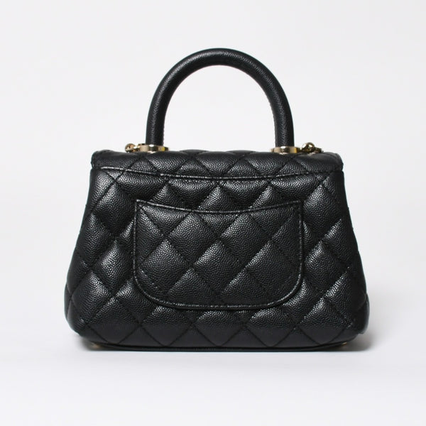 極美品 CHANEL シャネル トップハンドル 2WAYバッグ ランダム番台 ココマーク キャビアスキン ブラック ゴールド金具 中古 4a008331