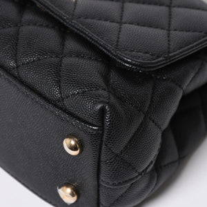 極美品 CHANEL シャネル トップハンドル 2WAYバッグ ランダム番台 ココマーク キャビアスキン ブラック ゴールド金具 中古 4a008331