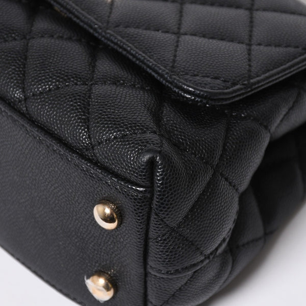極美品 CHANEL シャネル トップハンドル 2WAYバッグ ランダム番台 ココマーク キャビアスキン ブラック ゴールド金具 中古 4a008331