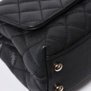極美品 CHANEL シャネル トップハンドル 2WAYバッグ ランダム番台 ココマーク キャビアスキン ブラック ゴールド金具 中古 4a008331