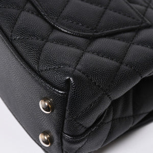 極美品 CHANEL シャネル トップハンドル 2WAYバッグ ランダム番台 ココマーク キャビアスキン ブラック ゴールド金具 中古 4a008331