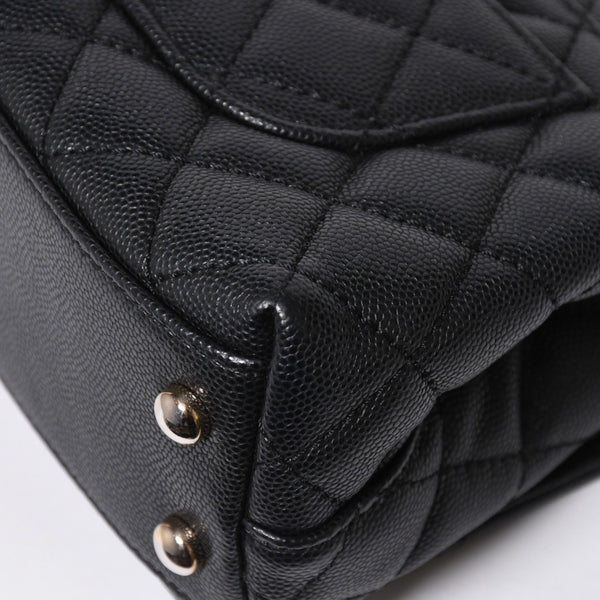 極美品 CHANEL シャネル トップハンドル 2WAYバッグ ランダム番台 ココマーク キャビアスキン ブラック ゴールド金具 中古 4a008331