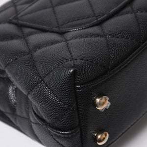 極美品 CHANEL シャネル トップハンドル 2WAYバッグ ランダム番台 ココマーク キャビアスキン ブラック ゴールド金具 中古 4a008331