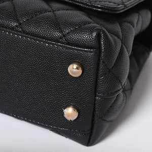 極美品 CHANEL シャネル トップハンドル 2WAYバッグ ランダム番台 ココマーク キャビアスキン ブラック ゴールド金具 中古 4a008331