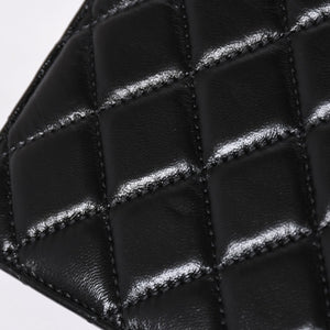 Very Good Condition CHANEL Chevron Chain Wallet 28th Series Coco Mark Shiny Lambskin Black Used 4a008408