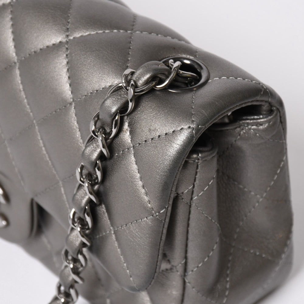 Very Good Condition CHANEL Matelasse 20 S Flap S Chain Shoulder Bag Random Number Coco Mark Lambskin Silver Used 4a008590