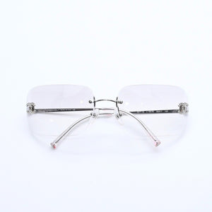 極美品 CHANEL シャネル リムレス サングラス アイウェア 4017-D c.159/6I サイズ62□17 120 ココマーク ラインストーン 中古 4a008581