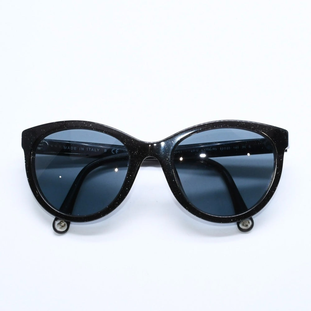 極美品 CHANEL シャネル サングラス アイウェア 0CH5523U サイズ52□20 140 ココマーク グリッター ブラック 中古 4a008413