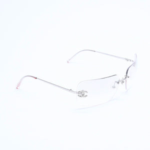 極美品 CHANEL シャネル リムレス サングラス アイウェア 4017-D c.159/6I サイズ62□17 120 ココマーク ラインストーン 中古 4a008581