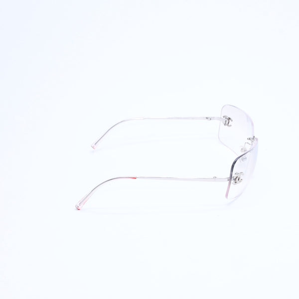 極美品 CHANEL シャネル リムレス サングラス アイウェア 4017-D c.159/6I サイズ62□17 120 ココマーク ラインストーン 中古 4a008581