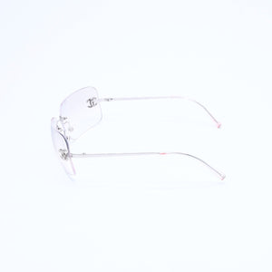 極美品 CHANEL シャネル リムレス サングラス アイウェア 4017-D c.159/6I サイズ62□17 120 ココマーク ラインストーン 中古 4a008581