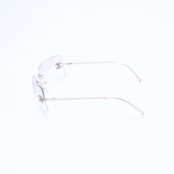 極美品 CHANEL シャネル リムレス サングラス アイウェア 4017-D c.159/6I サイズ62□17 120 ココマーク ラインストーン 中古 4a008581