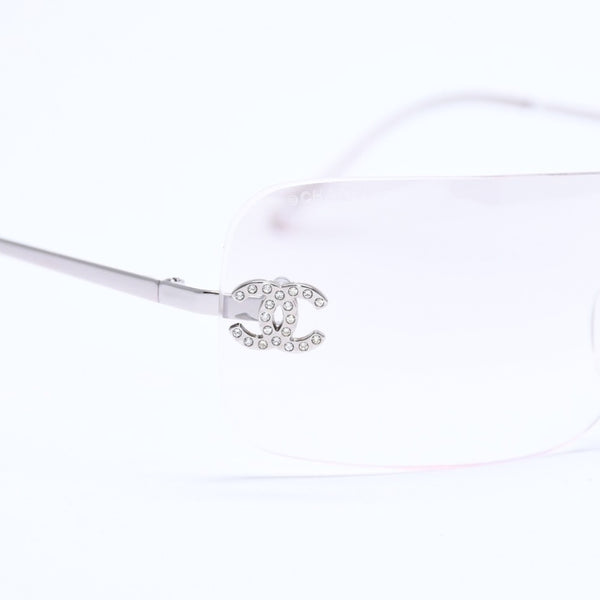 極美品 CHANEL シャネル リムレス サングラス アイウェア 4017-D c.159/6I サイズ62□17 120 ココマーク ラインストーン 中古 4a008581