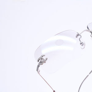 極美品 CHANEL シャネル リムレス サングラス アイウェア 4017-D c.159/6I サイズ62□17 120 ココマーク ラインストーン 中古 4a008581