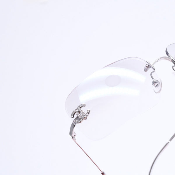 極美品 CHANEL シャネル リムレス サングラス アイウェア 4017-D c.159/6I サイズ62□17 120 ココマーク ラインストーン 中古 4a008581