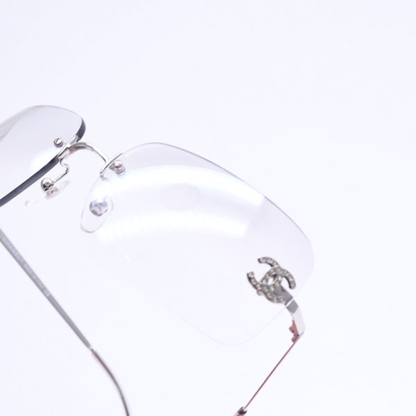 極美品 CHANEL シャネル リムレス サングラス アイウェア 4017-D c.159/6I サイズ62□17 120 ココマーク ラインストーン 中古 4a008581