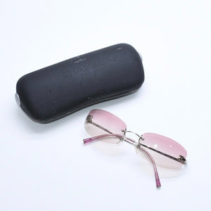CHANEL シャネル リムレス サングラス アイウェア 4002 c.124/58 サイズ57□19 130 ココマーク ピンク 美品 中古 4a008582