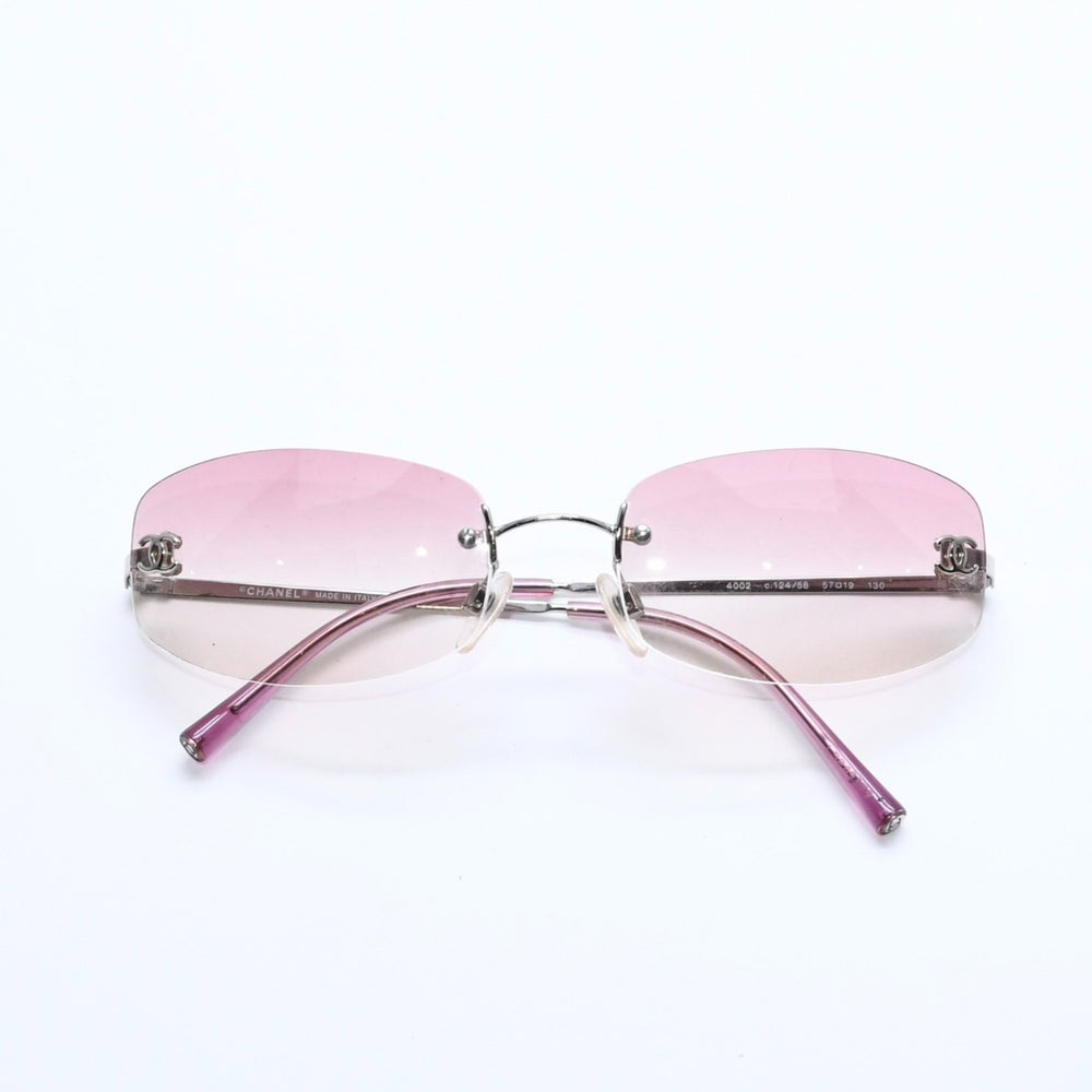 CHANEL Rimless Sunglasses Eyewear 4002 c.124/58 Size 57□19 130 Coco Mark Pink Good Condition Used 4a008582