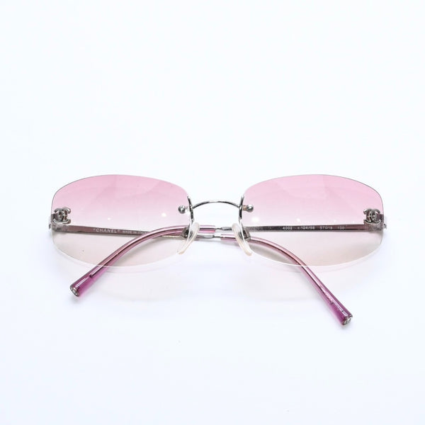 CHANEL シャネル リムレス サングラス アイウェア 4002 c.124/58 サイズ57□19 130 ココマーク ピンク 美品 中古 4a008582