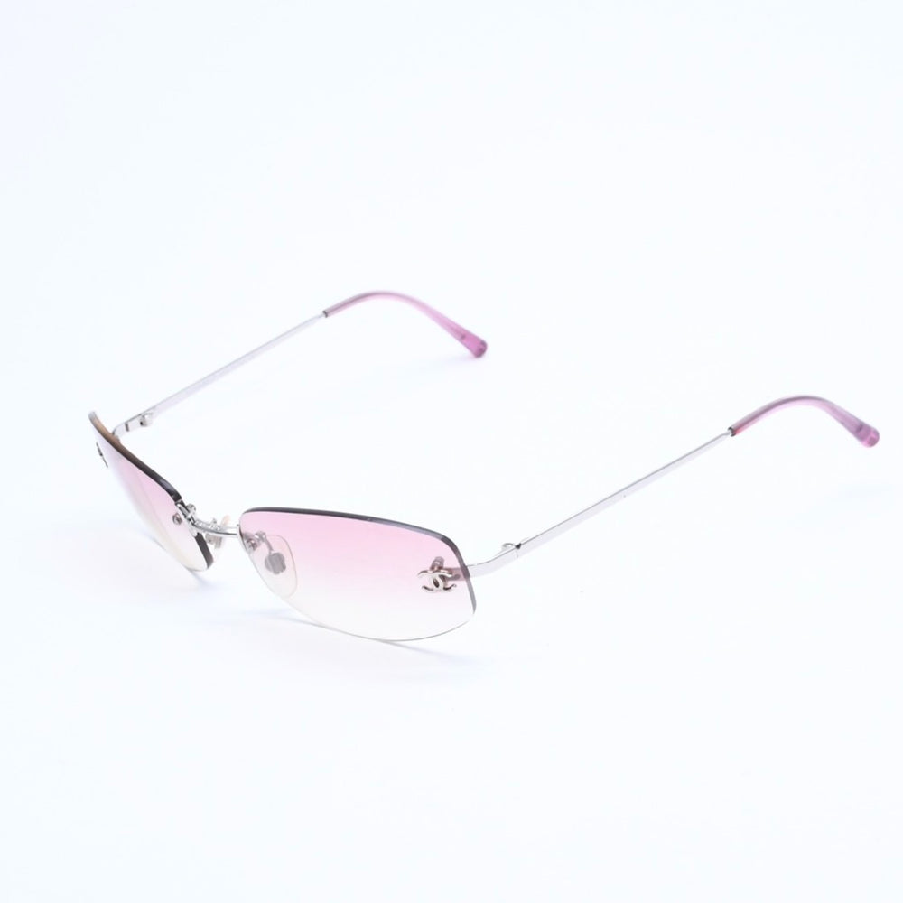 CHANEL Rimless Sunglasses Eyewear 4002 c.124/58 Size 57□19 130 Coco Mark Pink Good Condition Used 4a008582