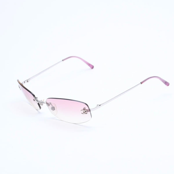 CHANEL シャネル リムレス サングラス アイウェア 4002 c.124/58 サイズ57□19 130 ココマーク ピンク 美品 中古 4a008582