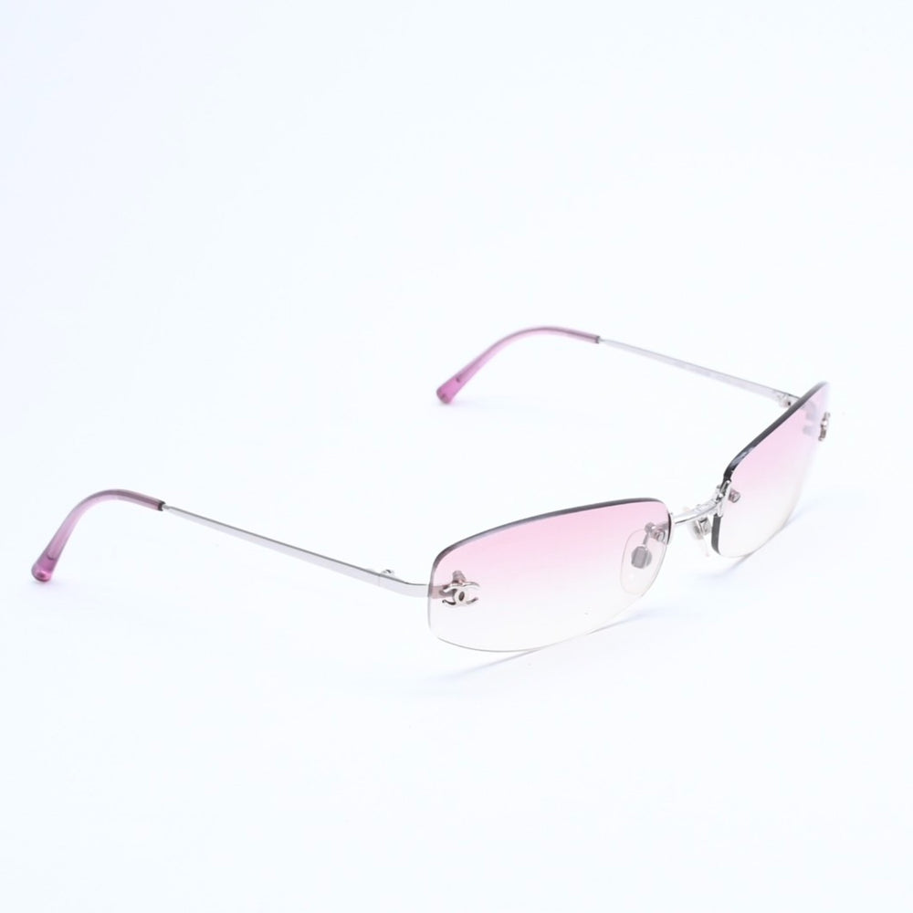 CHANEL Rimless Sunglasses Eyewear 4002 c.124/58 Size 57□19 130 Coco Mark Pink Good Condition Used 4a008582