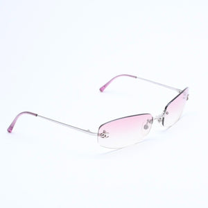CHANEL シャネル リムレス サングラス アイウェア 4002 c.124/58 サイズ57□19 130 ココマーク ピンク 美品 中古 4a008582