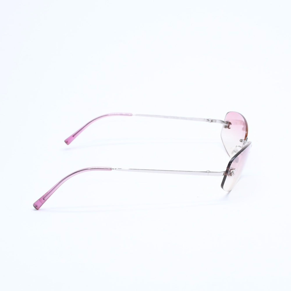 CHANEL シャネル リムレス サングラス アイウェア 4002 c.124/58 サイズ57□19 130 ココマーク ピンク 美品 中古 4a008582
