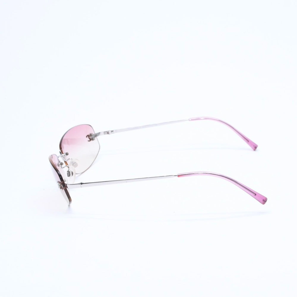 CHANEL シャネル リムレス サングラス アイウェア 4002 c.124/58 サイズ57□19 130 ココマーク ピンク 美品 中古 4a008582