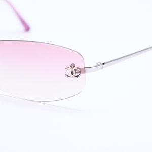 CHANEL シャネル リムレス サングラス アイウェア 4002 c.124/58 サイズ57□19 130 ココマーク ピンク 美品 中古 4a008582