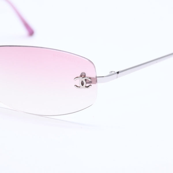 CHANEL シャネル リムレス サングラス アイウェア 4002 c.124/58 サイズ57□19 130 ココマーク ピンク 美品 中古 4a008582