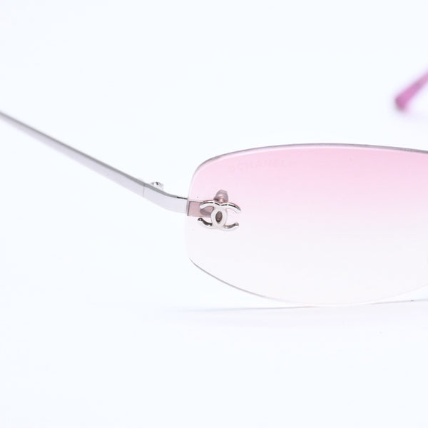 CHANEL シャネル リムレス サングラス アイウェア 4002 c.124/58 サイズ57□19 130 ココマーク ピンク 美品 中古 4a008582