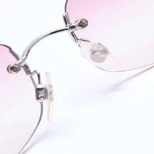 CHANEL シャネル リムレス サングラス アイウェア 4002 c.124/58 サイズ57□19 130 ココマーク ピンク 美品 中古 4a008582