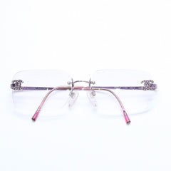 極美品 CHANEL シャネル リムレス サングラス アイウェア 2047-B c.220 サイズ58□16 130 ココマーク ラインストーン ピンク 中古 4a008449