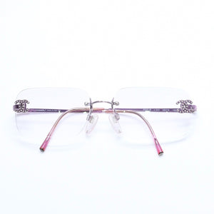 極美品 CHANEL シャネル リムレス サングラス アイウェア 2047-B c.220 サイズ58□16 130 ココマーク ラインストーン ピンク 中古 4a008449