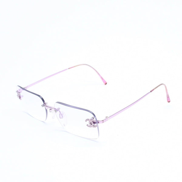 極美品 CHANEL シャネル リムレス サングラス アイウェア 2047-B c.220 サイズ58□16 130 ココマーク ラインストーン ピンク 中古 4a008449