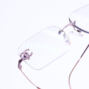 極美品 CHANEL シャネル リムレス サングラス アイウェア 2047-B c.220 サイズ58□16 130 ココマーク ラインストーン ピンク 中古 4a008449