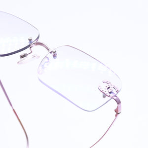 極美品 CHANEL シャネル リムレス サングラス アイウェア 2047-B c.220 サイズ58□16 130 ココマーク ラインストーン ピンク 中古 4a008449