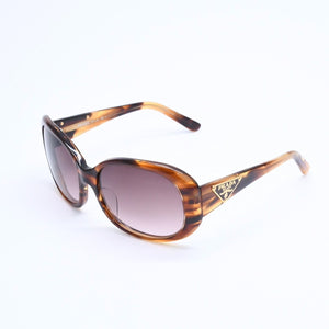 新品同様 PRADA プラダ サングラス SPR11N JAPAN製 プラスチック ブラウン ゴールド金具 中古 4a008517