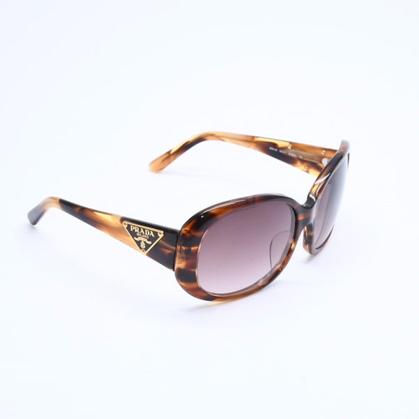 新品同様 PRADA プラダ サングラス SPR11N JAPAN製 プラスチック ブラウン ゴールド金具 中古 4a008517